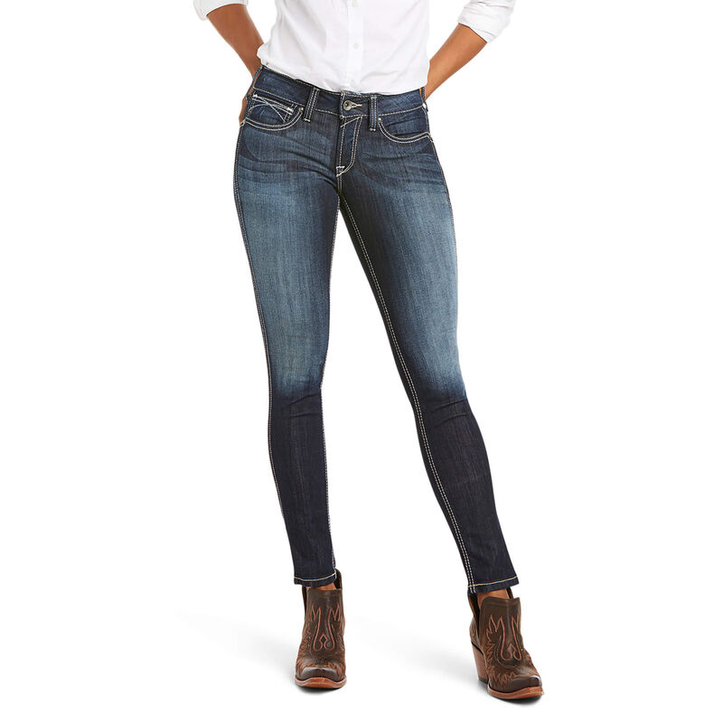 Ariat R.E.A.L. Mid Rise Stretch Outseam Ella Skinny - Naisten TummanSininen Farkut ( AWJYCU-932 )